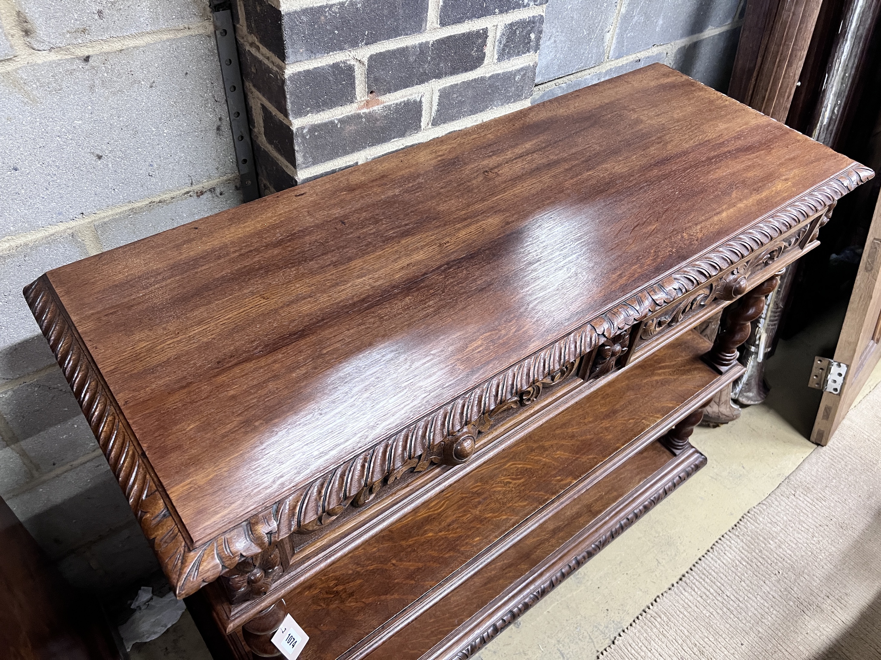 A French oak buffet, width 116cm, depth 44cm, height 98cm